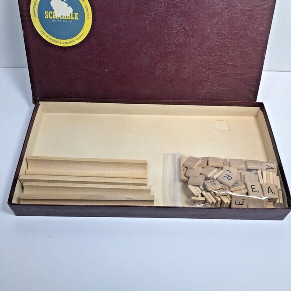 Vintage 1948 1953 Scrabble Board Game Selchow Richter Complete 100 Tiles - Picture 4 of 7